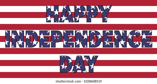 Happy Independence day words on USA flag. 4th of July