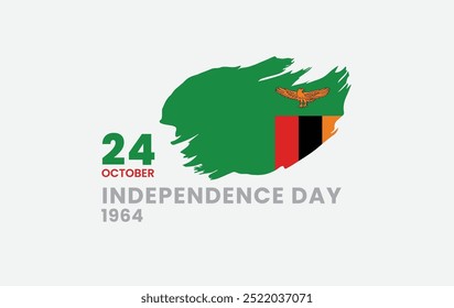 Feliz Día de la Independencia de Zambia celebrado el 24 de octubre con un pincel pintado de fondo de bandera grunge que simboliza la libertad y el orgullo nacional