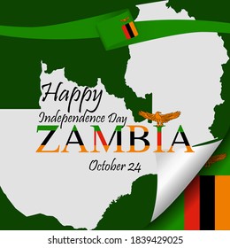 Happy Independence Day Zambia Celebration Design Stock Vector (Royalty