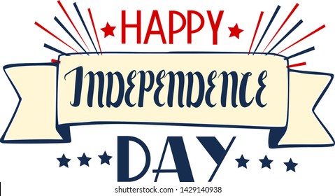 Happy Independence Day.Text 4th of July. vector lettering typography for postcard, card, banner.
 Celebration calligraphy. .Greeting Background for holidays, postcards, websites
National poster design