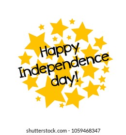 happy independence label or sign with star background