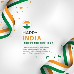 Happy India Independence Day 15 August Celebration Vector Design Illustration. Template For Poster, Banner, Advertising, Greeting Card Or Print Design Element