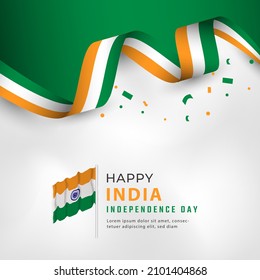 Happy India Independence Day 15 August Celebration Vector Design Illustration. Template for Poster, Banner, Advertising, Greeting Card or Print Design Element