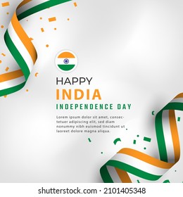 Happy India Independence Day 15 August Celebration Vector Design Illustration. Template for Poster, Banner, Advertising, Greeting Card or Print Design Element - Shutterstock ID 2101405348