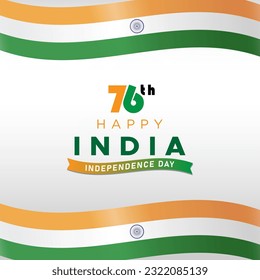 happy india independence day 76th of august banner with orange white and green background design3