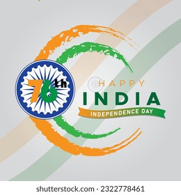 happy india independence day 76th of august banner with orange white and green background design112