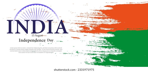 happy India independence day banner with indian flag and ashok chakra