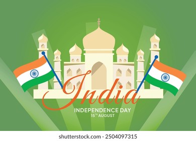 Happy India Independence Day concept. Colored flat vector illustration isolated.