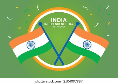 Happy India Independence Day concept. Colored flat vector illustration isolated.