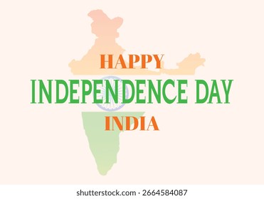 Feliz Día de la Independencia de la India con la silueta del mapa y el diseño tricolor - Ilustración vectorial del 15 de agosto