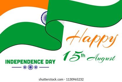 Happy India Independence Day national flag of India background vector illustration