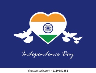 Happy India Independence Day vector. Independence Day India. Indian Flag with dove. Festive vector illustration. Important day