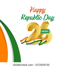Happy india republic day vector template. Design for digital banner or print.