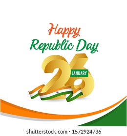 Happy india republic day vector template. Design for digital banner or print.