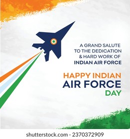 Feliz Día de la Fuerza Aérea India, 8 de octubre. Resumen de fondo tricolor. 