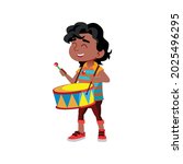 happy indian boy play on drum with sticks cartoon vector. happy indian boy play on drum with sticks character. isolated flat cartoon illustration