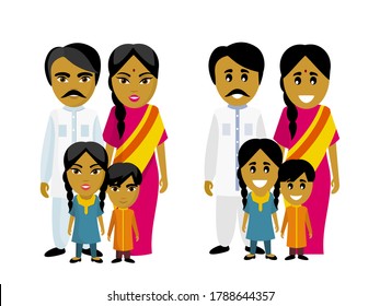 Happy Indian Family In National Dress. Ethnic. Children And Parents. Parenting. Father, Mother, Kids, Son, Daughter. Dad, Daddy. Mom. Kid. Brother, Sister. Siblings. Husband, Wife. Boy, Girl. Couple.