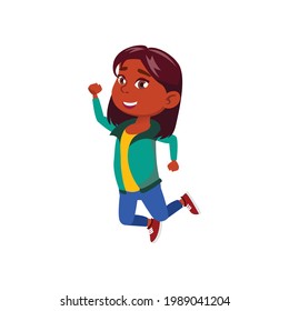 happy indian girl celebrate victory in game cartoon vector. happy indian girl celebrate victory in game character. isolated flat cartoon illustration