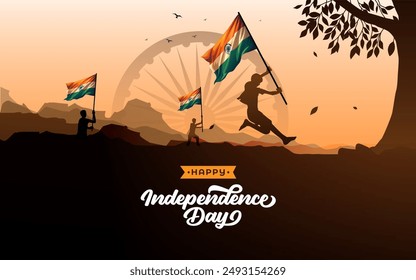 Happy Indian Independence Day Background Design Template with tricolor Indian flag