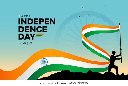 Happy Indian Independence Day Background Design Template with tricolor Indian flag