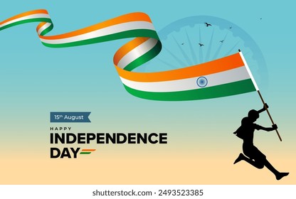 Happy Indian Independence Day Background Design Template with tricolor Indian flag