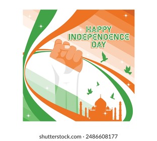 Happy Indian Independence Day. Celebrated every August 15th. Independence Day India concept. Flat vector illustration.