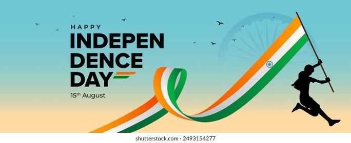 Happy Indian Independence Day Cover Banner Design Template with tricolor Indian flag