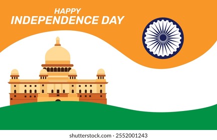 Happy Indian Independence Day Cover Banner Design Template with tricolor Indian flag. Bharat.