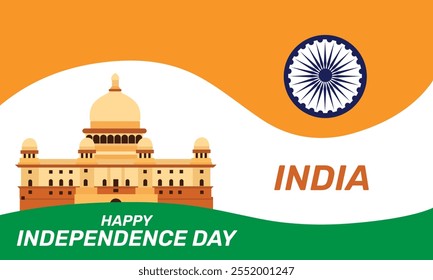 Happy Indian Independence Day Cover Banner Design Template with tricolor Indian flag. Bharat.