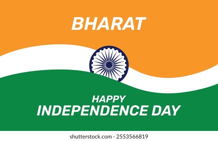 Happy Indian Independence Day Cover Banner Design Template with tricolor Indian flag. Bharat.