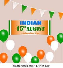 Feliz Día de la Independencia India, Ilustración vectorial, Diseño de Volante para el 15 de Agosto.