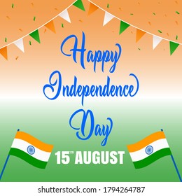Happy Indian Independence Day, Vector Illustration, Flyer Design for August 15th.