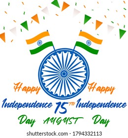 Happy Indian Independence Day, Vector Illustration, Flyer Design for August 15th.