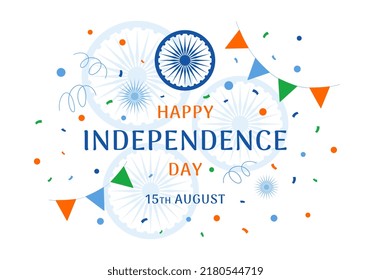 Happy Indian Independence Day. Vector illustration. Design of a banner, greeting card, leaflet for August 15.