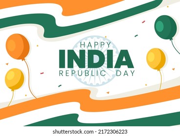 Happy Indian Independence Day which is Celebrated Every August with Flags, People Character and Ashoka Wheels in the Cartoon Style Illustration