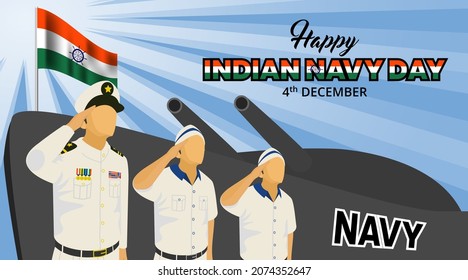 Felices antecedentes del día de la marina india con el ejército naval saludando frente a un barco