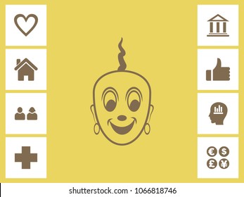Happy Indian Pandit Icon With Bonus Icons. Eps-10.