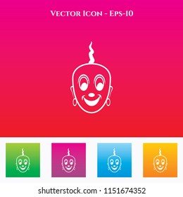 Happy Indian Pandit Icon in Colored Square box. eps-10