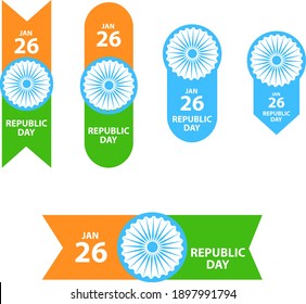 Happy Indian Republic day celebration. Set of tags 