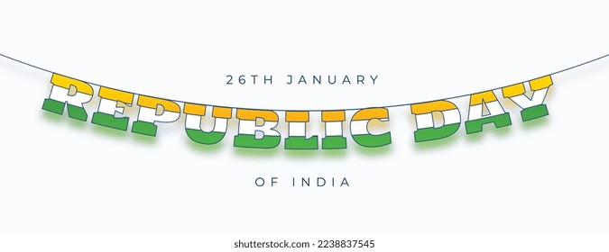 happy indian republic day celebration banner in garland style vector 