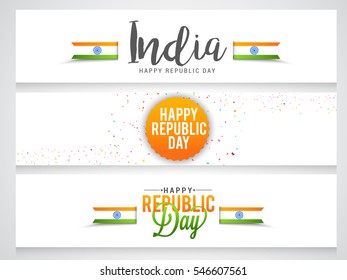 Happy Indian Republic day celebration header or banner background.