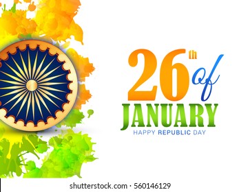 Happy Indian Republic day celebration poster or banner background.