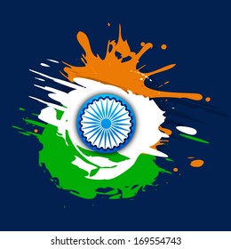 Happy Indian Republic Day concept with beautiful grungy design with national flag colors on blue background. 
