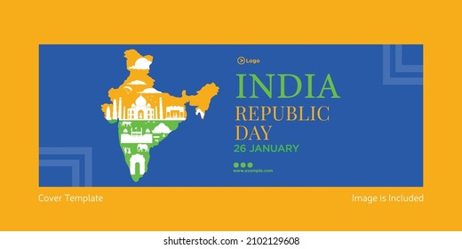 Happy Indian republic day cover page design template.