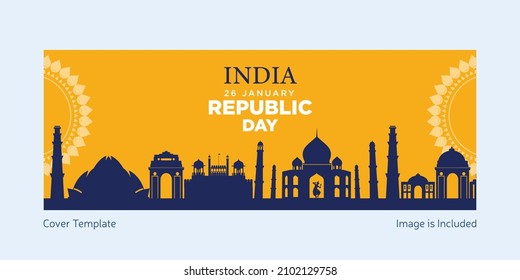 Happy Indian republic day cover page design template.