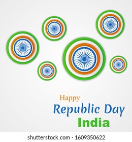 Happy Indian Republic Day greeting background with Indian flag.