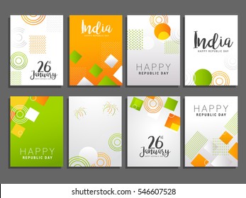 Happy Indian Republic day poster or banner background set.