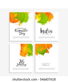 Happy Indian Republic day poster or banner background set.