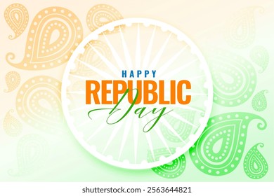 happy indian republic day tricolor background with ashoka chakra vector