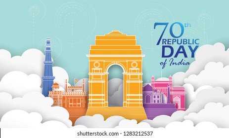 Happy Indian Republic day Vector illustration or background for 26 January celebration poster or banner background Vector